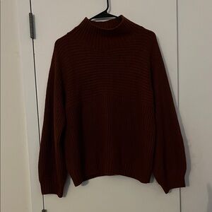 Women's Ribbed Turtleneck Sweater - Brown